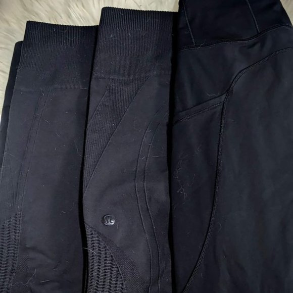 3 Black High-rise Lululemon Leggings Cropped- Size 2 (2x Wunder & Fast and Free) - Picture 1 of 3